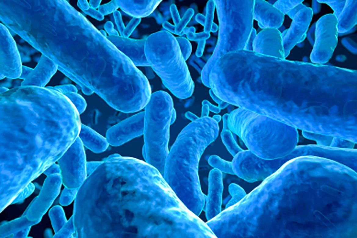Фон синий с микробами